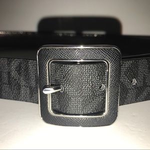Michael by Michael Kors Black Square Buckle Belt